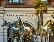 Charleston place with three bronze horse statues